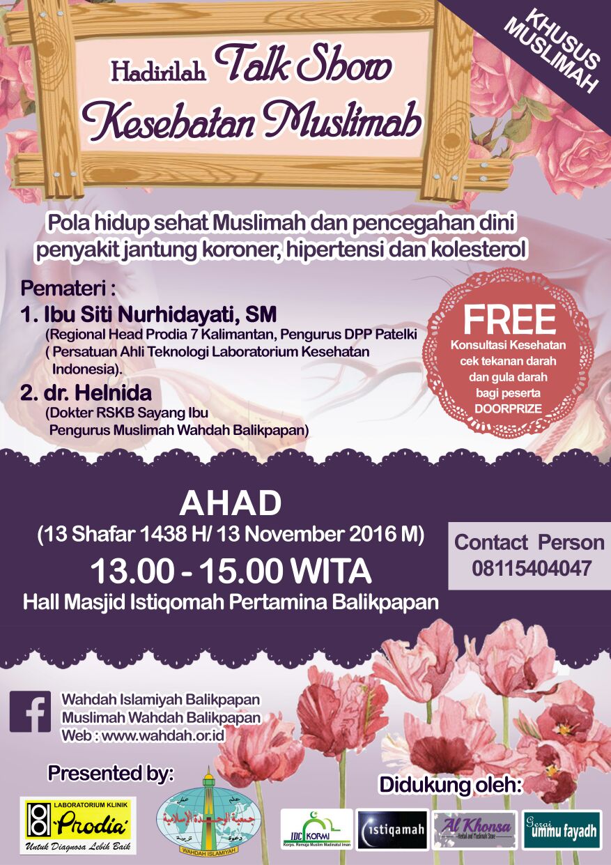 Talk Show Kesehatan Muslimah ( 13/11/2016 )